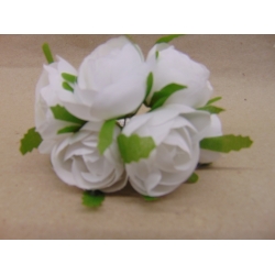 Kwiatki materiałowe 6szt. białe