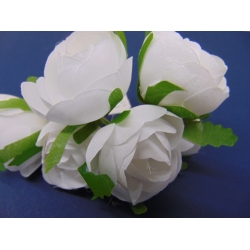 Kwiatki materiałowe 6szt. białe