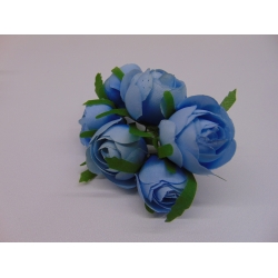 Kwiatki materiałowe 6szt. niebieskie